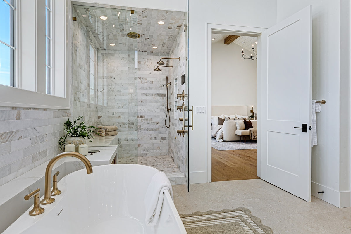 Highland Homes- Parade of Homes -  custom tiled steam shower in Primary Suite in Eagle, ID. 