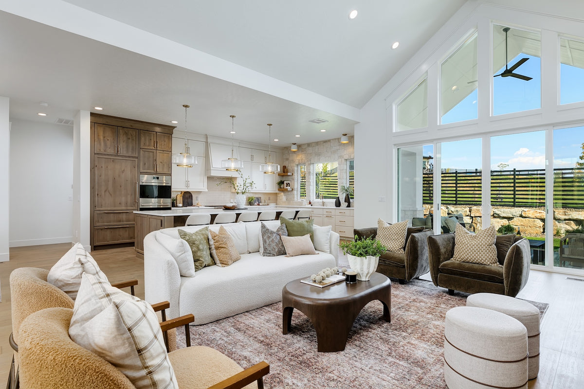 Highland Homes luxury home with white painted and wood cabinets in Valnova, Eagle, ID